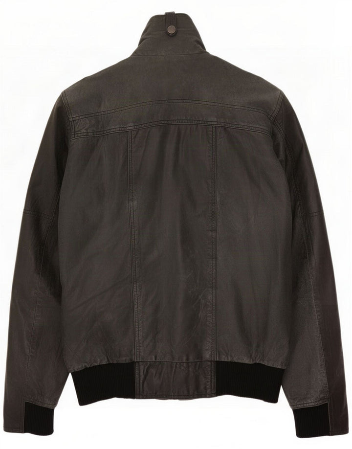 Vintage Herren-Lederjacke in Übergröße, klein, Marineblau