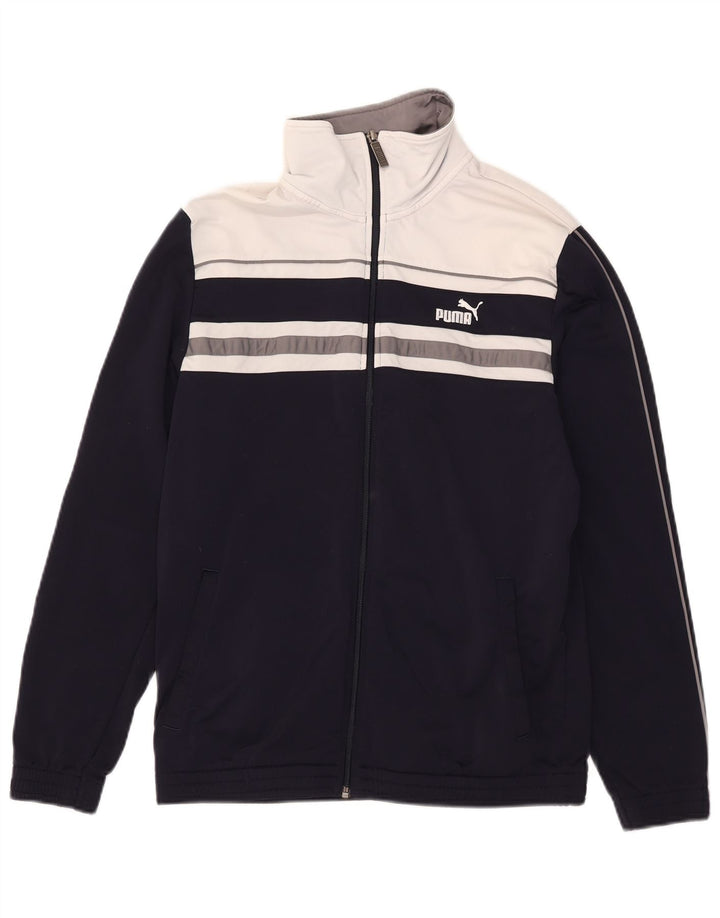 Puma Herren-Trainingsanzug-Top-Jacke, mittelblaues Farbblock-Polyester