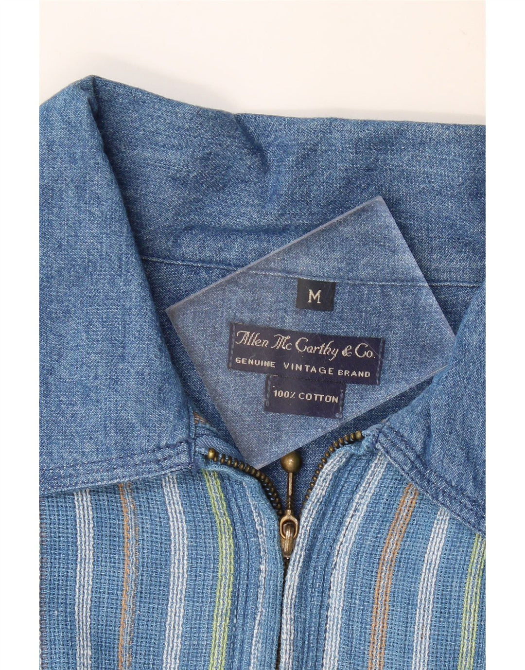 VINTAGE Herren Loose Fit Kurzarm-Pulloverhemd Mittelblau gestreift