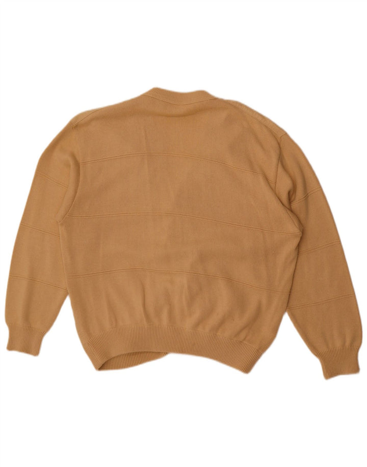Vintage Herren Cardigan Pullover Groß Beige gestreift