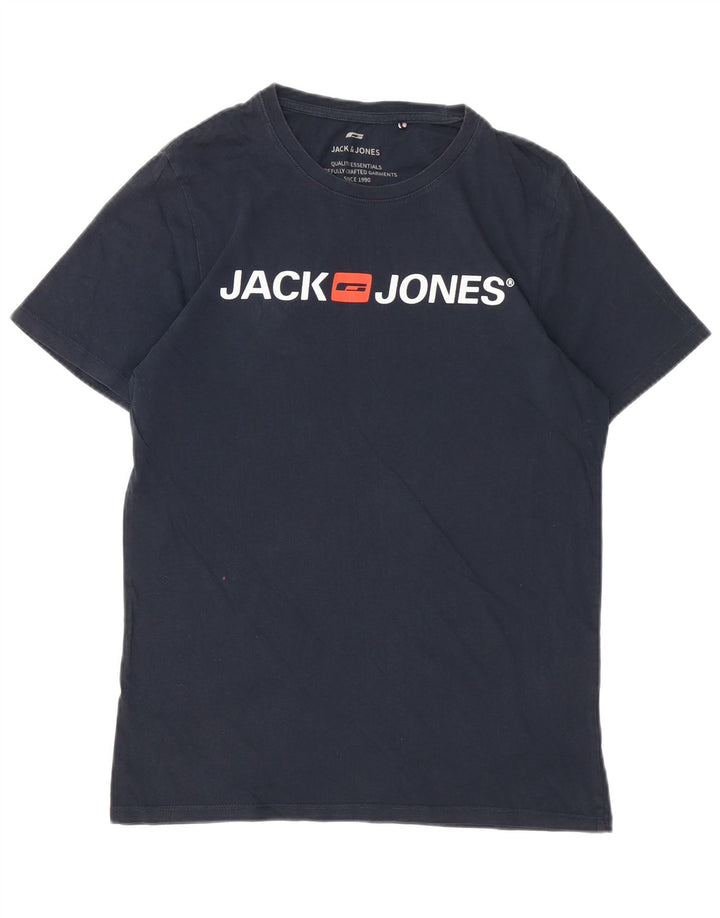 Jack & Jones Herren-T-Shirt mit Grafik, Größe S, marineblau, Baumwolle