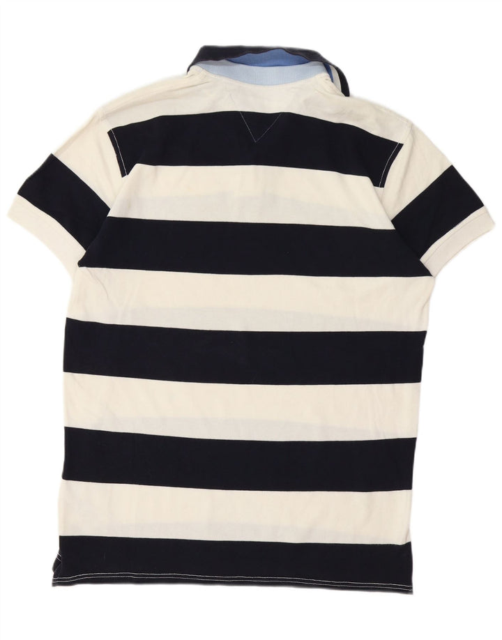 Tommy Hilfiger Herren-Poloshirt aus mittelblauer, gestreifter Baumwolle