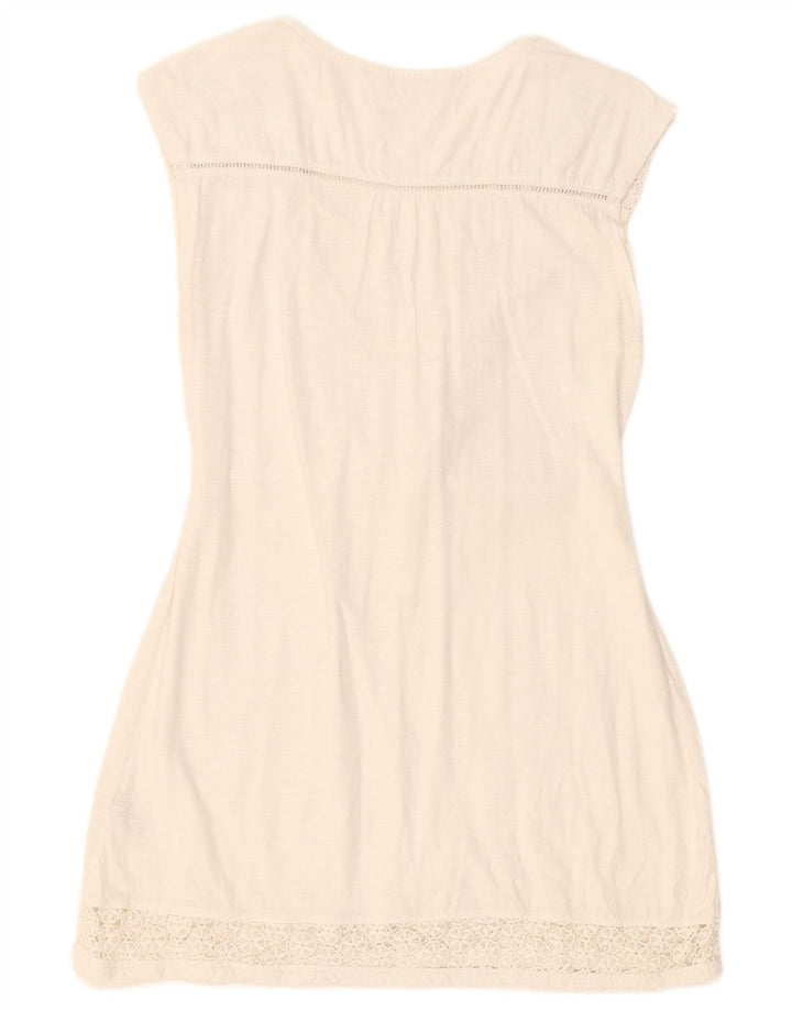 Fat Face Damen ärmelloses A-Linien-Kleid, UK 12, mittelweiße Baumwolle