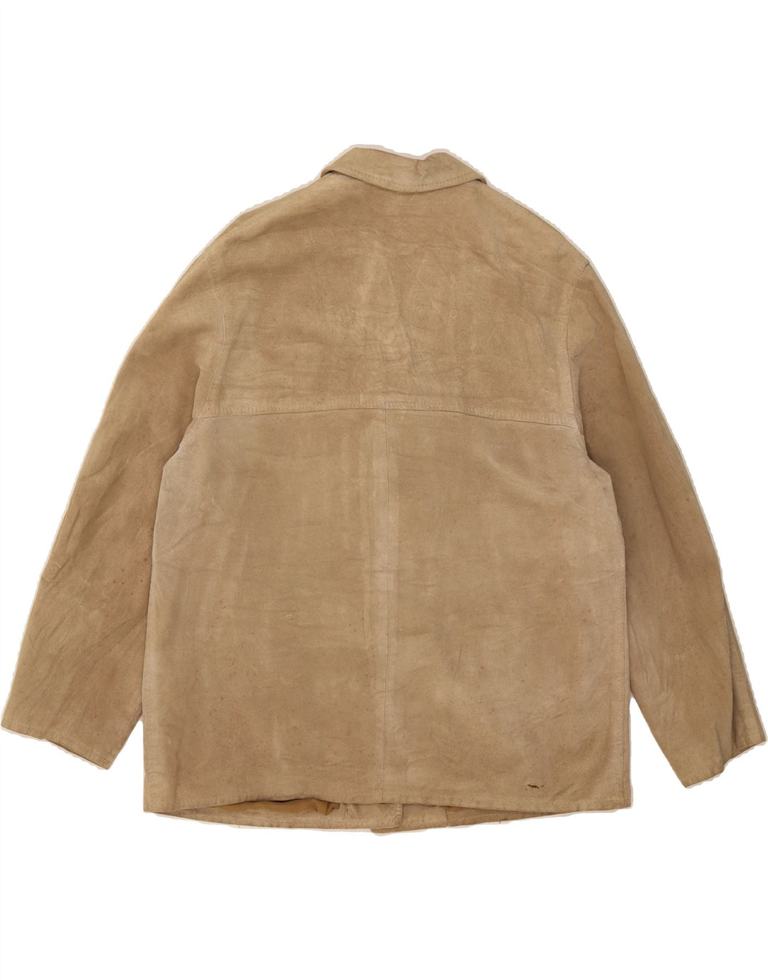 VINTAGE Womens Suede Jacket UK 16 Large Beige Vintage Vintage and Second-Hand Vintage from Messina Hembry 