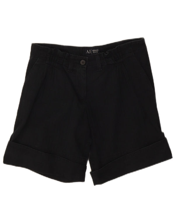 Armani Damen Chinoshorts EU 40 Medium W27 Schwarze Nadelstreifen-Baumwolle