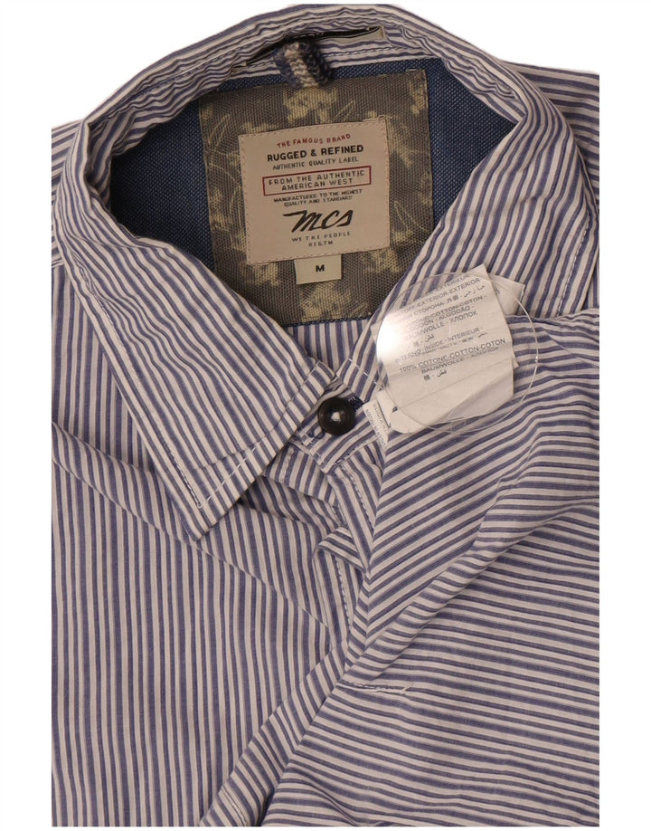 Marlboro Classics Herren Kurzarmhemd Mittelblau gestreift