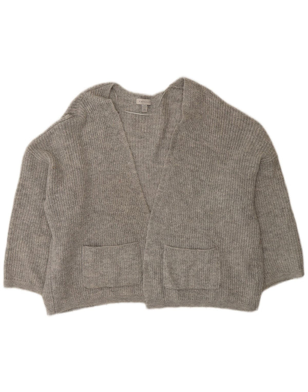 Topshop Damen-Strickjacke in Übergröße, offen, Größe UK 14, Mittelgrau, Acryl