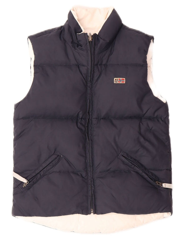NAPAPIJRI Girls Graphic Reversible Padded Gilet 5-6 Years Navy Blue