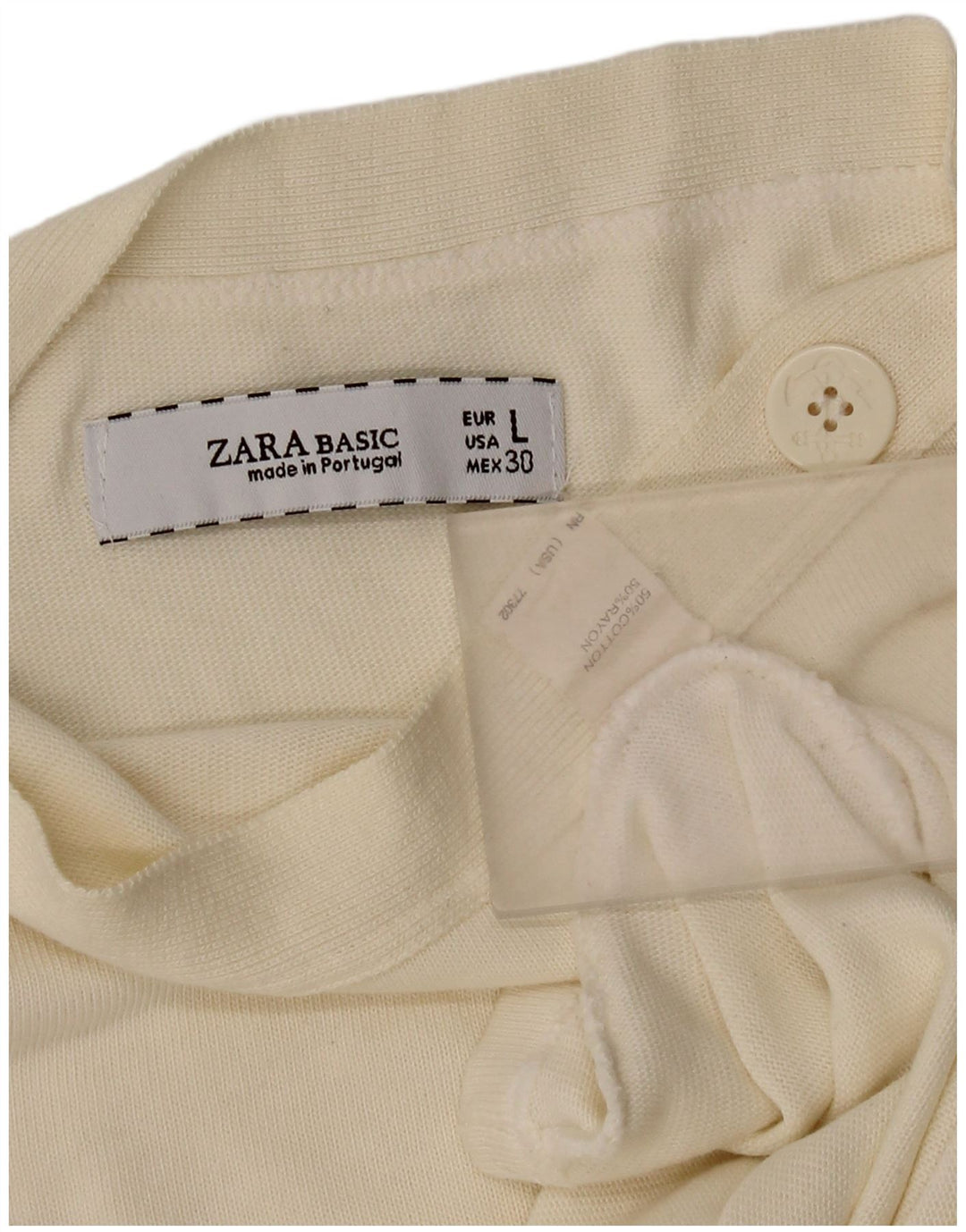 Zara Damen-Top, 3/4-Ärmel, UK-Größe 14, Größe L, weiße Baumwolle