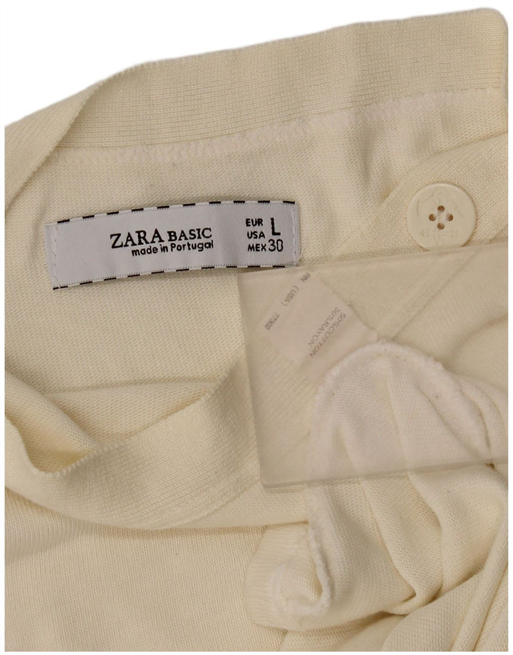Zara Damen-Top, 3/4-Ärmel, UK-Größe 14, Größe L, weiße Baumwolle