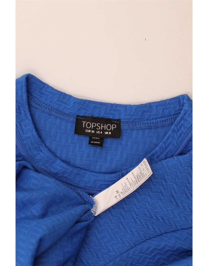 Topshop Damen T-Shirt Top UK 8 Small Blau Polyester