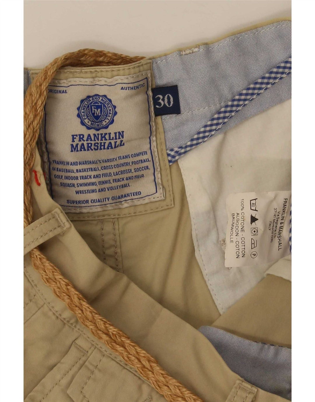 Franklin Marshall Herren-Chino-Shorts, W30, mittelbeige Baumwolle