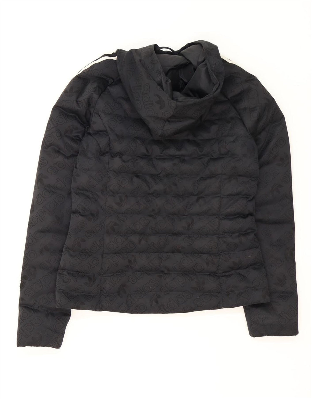Adidas Damen Graphic Hooded Wattierte Jacke UK 8 Small Schwarz Polyester