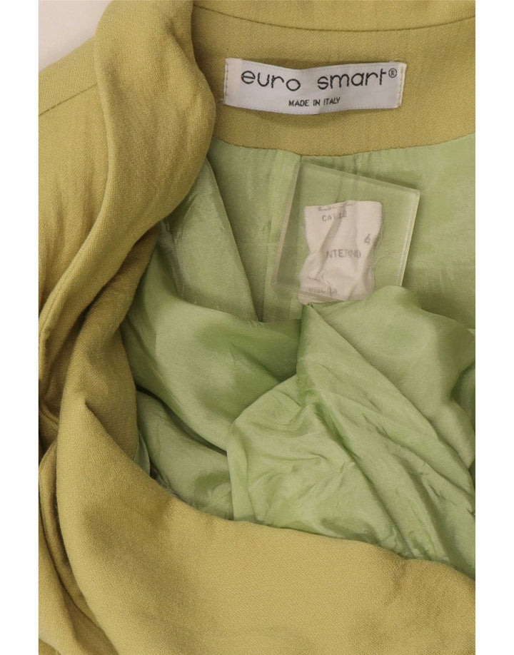 Vintage Damen 4-Knopf-Blazer-Jacke IT 44 Medium Khaki Viskose