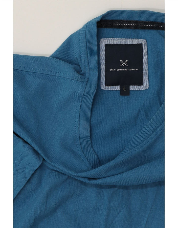 CREW CLOTHING Herren T-Shirt Top Large Blau Baumwolle