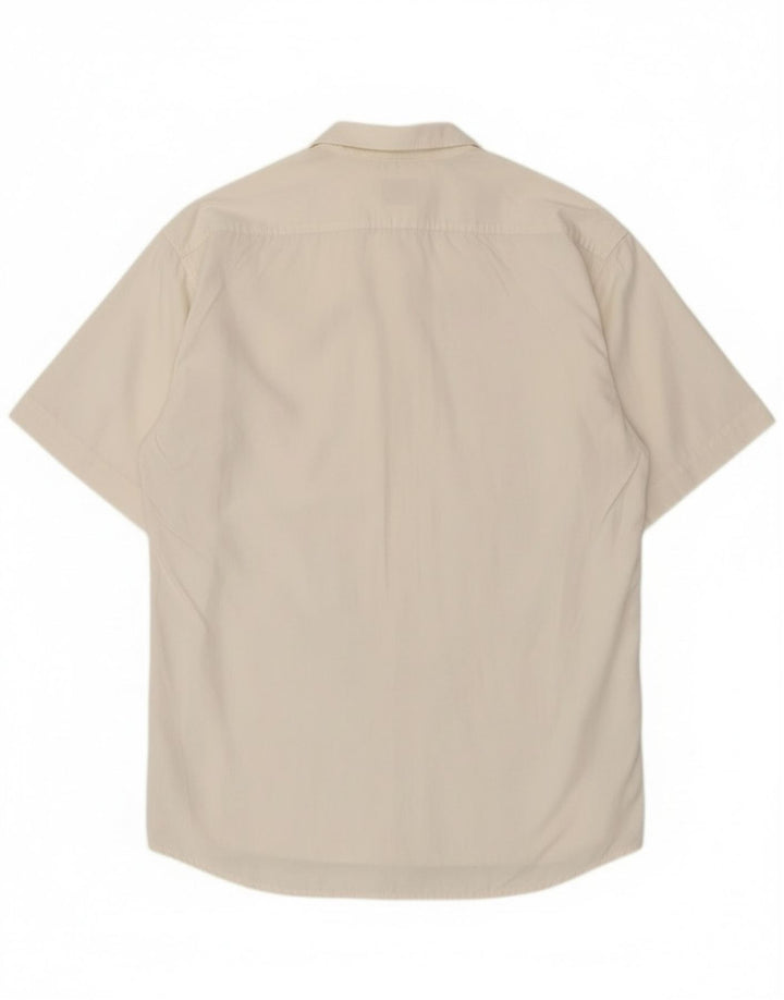 Stefanel Herren Kurzarmhemd Medium Off White Baumwolle