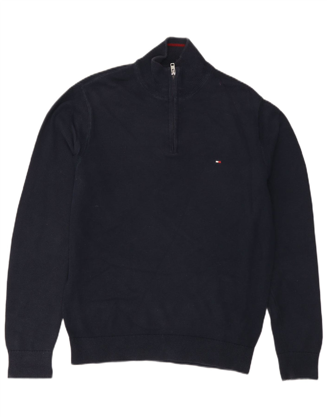 TOMMY HILFIGER Herren-Pullover mit Reißverschluss am Hals, mittelmarineblaue Baumwolle