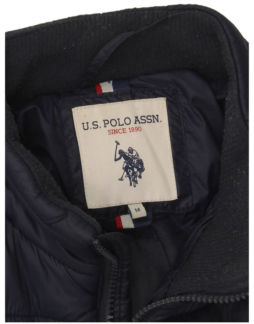 U.S. Polo Assn. Wattierte Herrenjacke UK 38 Medium Marineblaues Nylon