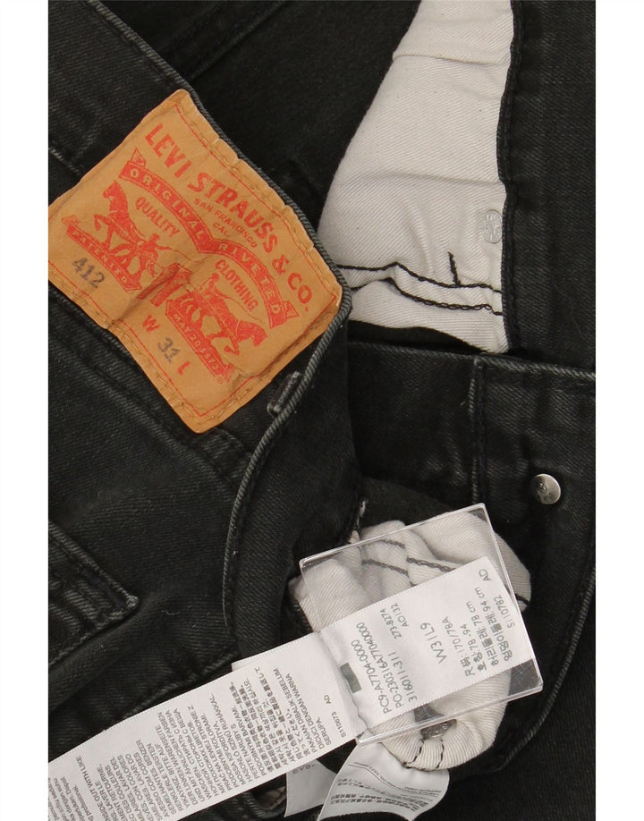 LEVI'S Herren 412 Denim Shorts W31 Mittelschwarze Baumwolle