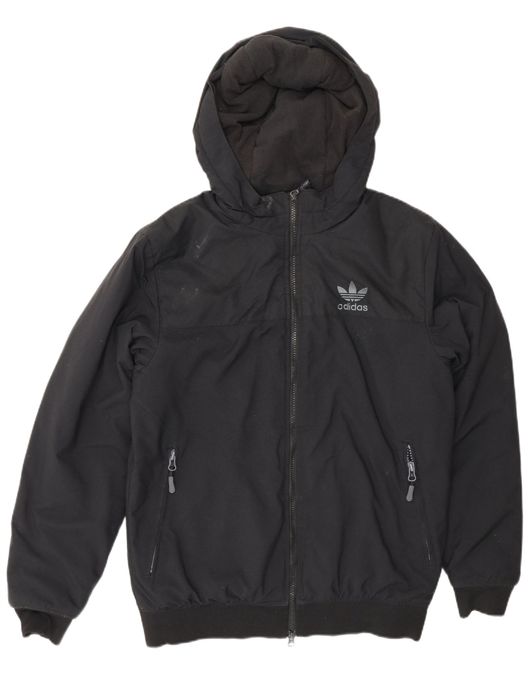 Adidas Herren Bomberjacke mit Kapuze UK 36 Small Schwarz Polyester