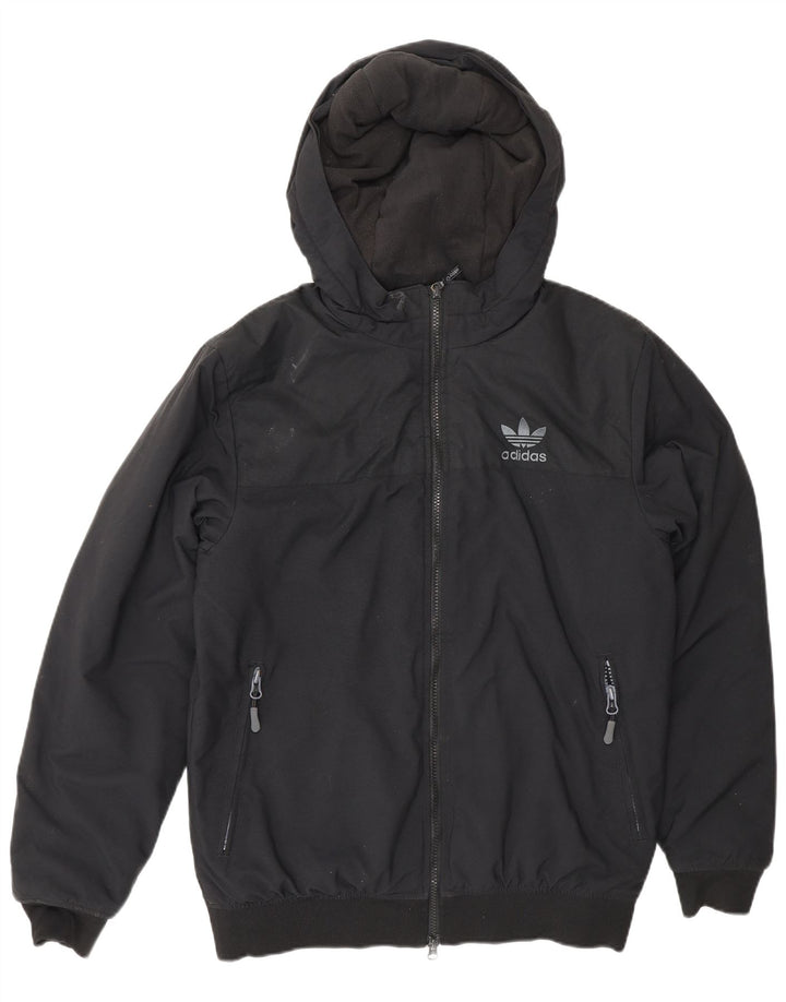 Adidas Herren Bomberjacke mit Kapuze UK 36 Small Schwarz Polyester