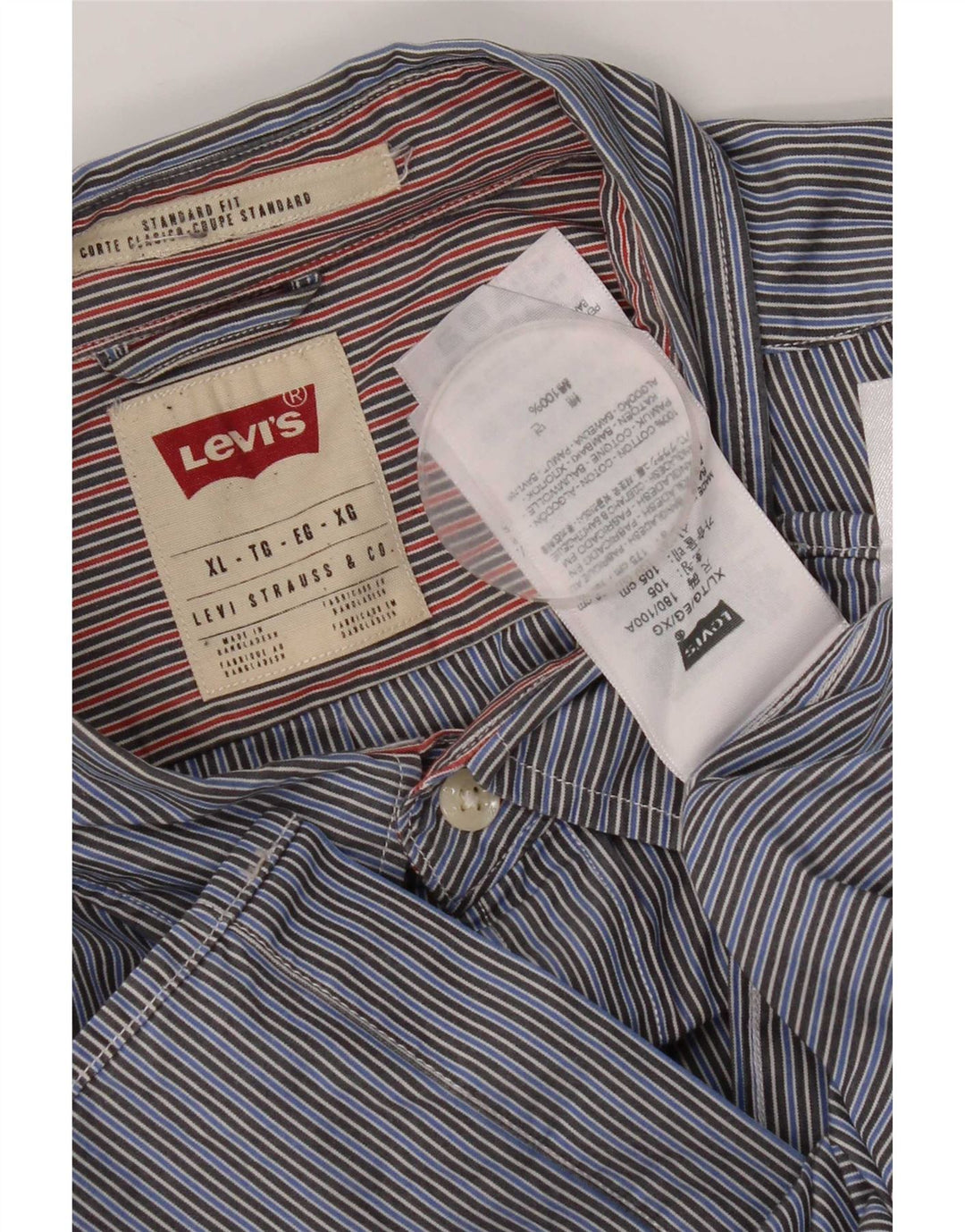 Levi's Herren-Hemd mit Standard-Passform XL, blau gestreift, Baumwolle
