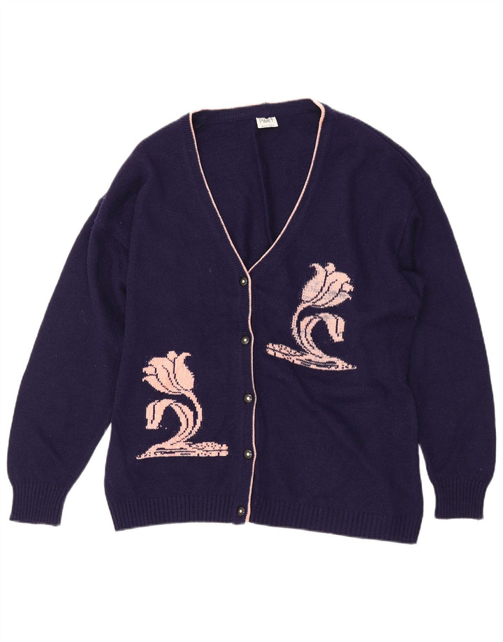 PIMET MAGLIERA Damen-Cardigan mit Grafik, UK 18, XL, Marineblau mit Blumenmuster