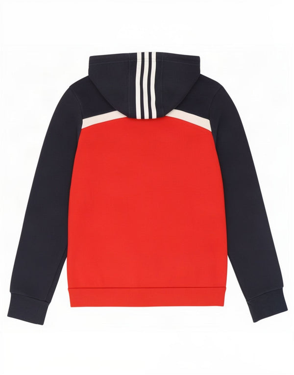 Adidas Jungen-Kapuzenpullover mit Reißverschluss, 11–12 Jahre, rote Colourblock-Baumwolle