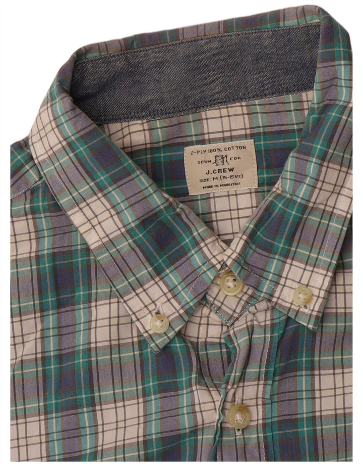 J. CREW Herrenhemd, Größe 15 1/2, mittelgrün karierte Baumwolle