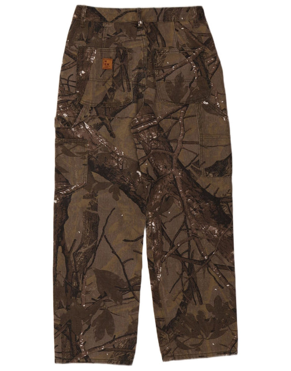 VINTAGE Herren-Cargohose, gerade, mittelgroß, W30, L27, braun geblümt