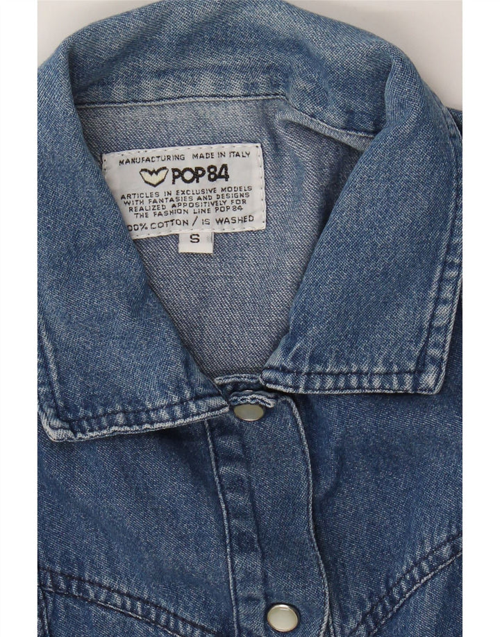 POP 84 Womens Oversized Denim Shirt UK 10 Small Blue Cotton Vintage POP 84 and Second-Hand POP 84 from Messina Hembry 