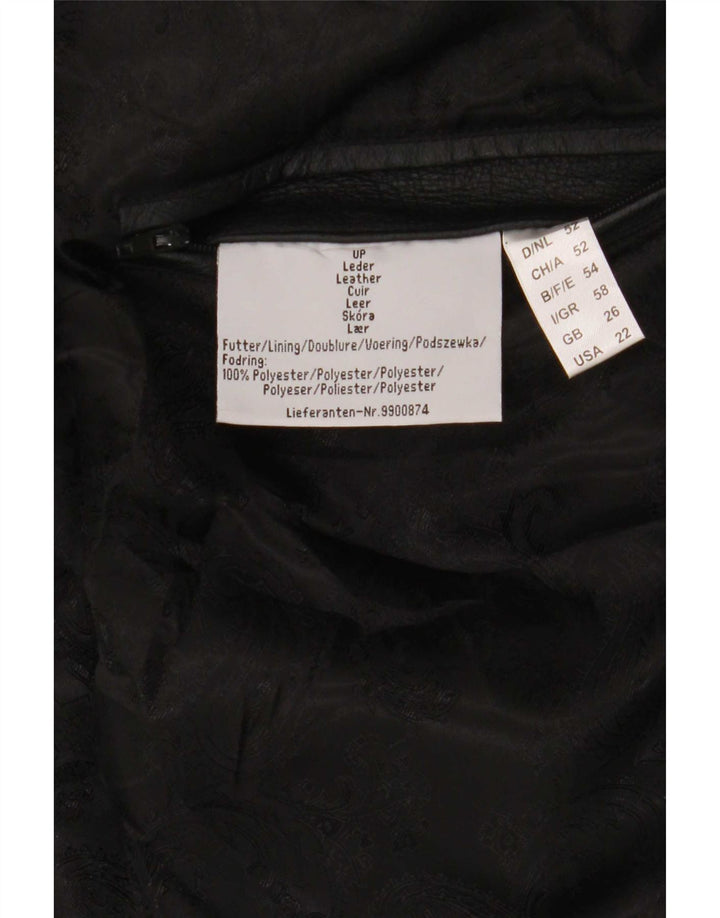 Ulla Popken Damen Ledermantel UK 26 5XL Schwarz geblümt