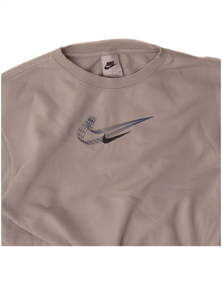 NIKE Damen Sweatshirt Pullover UK 8 Small Graue Baumwolle