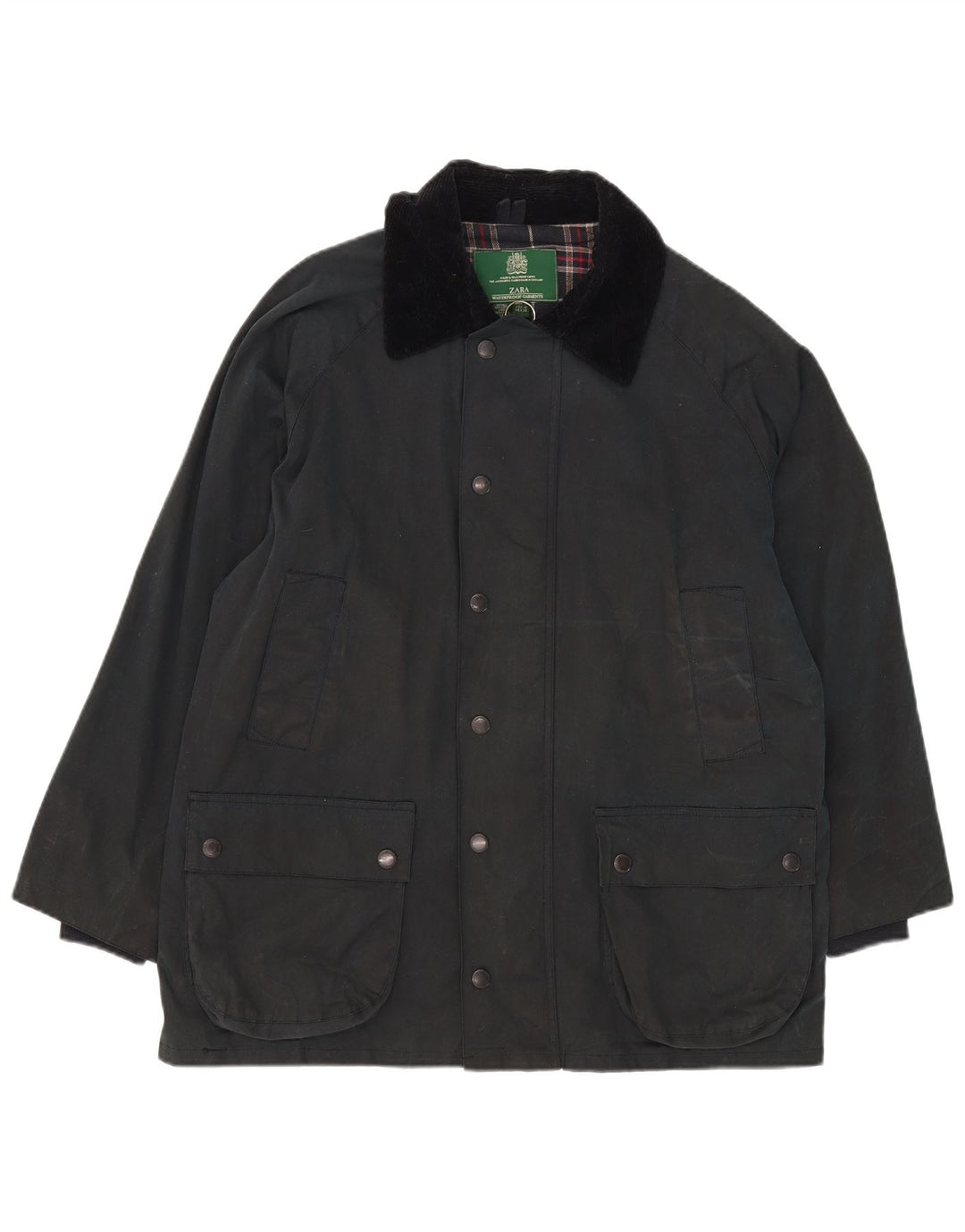 Zara Herrenjacke aus gewachster Baumwolle, UK 38, mittelmarineblaue Baumwolle