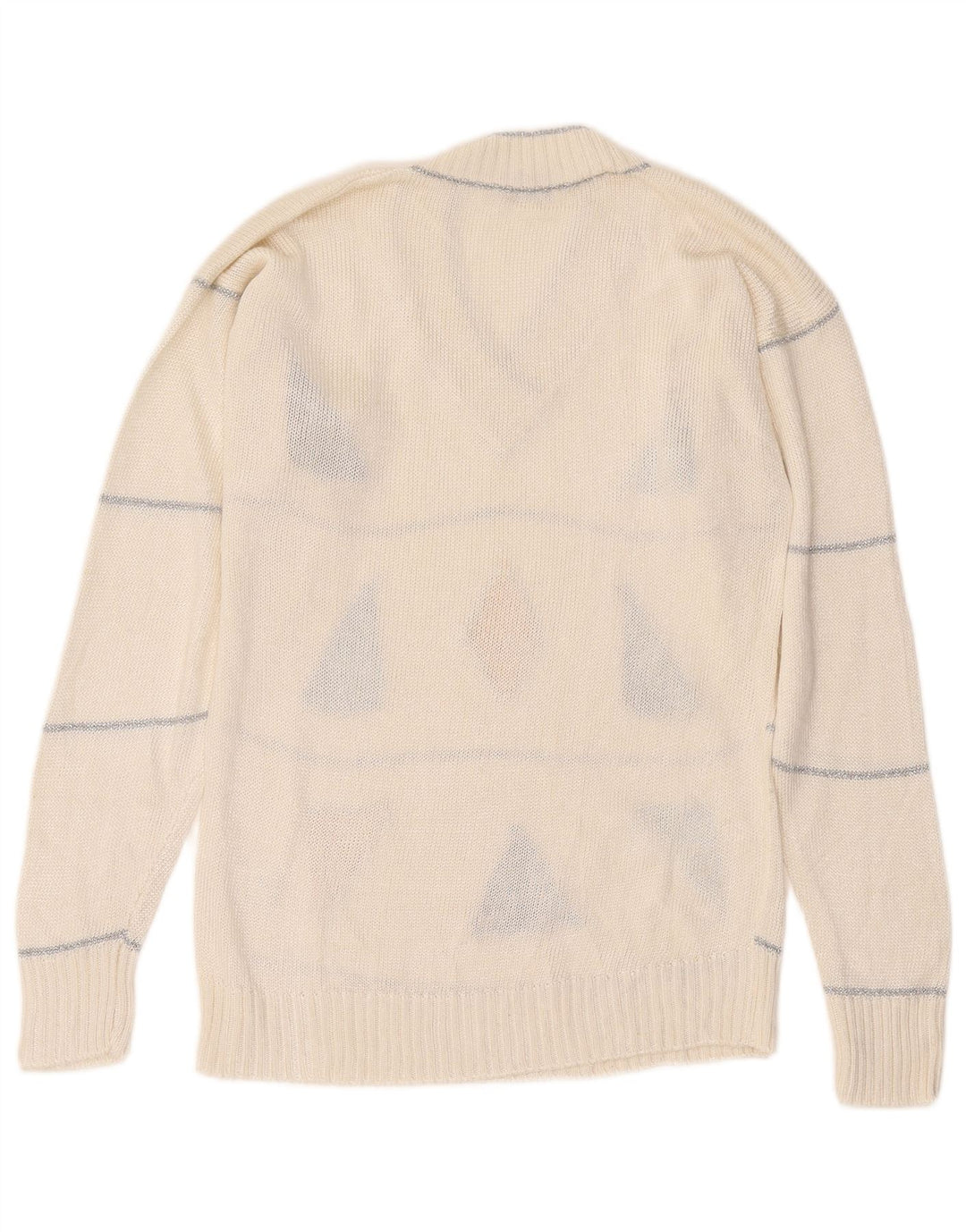 Mc. Dowell Damen-Pullover mit V-Ausschnitt, Größe 46, groß, weiße, geometrische Viskose