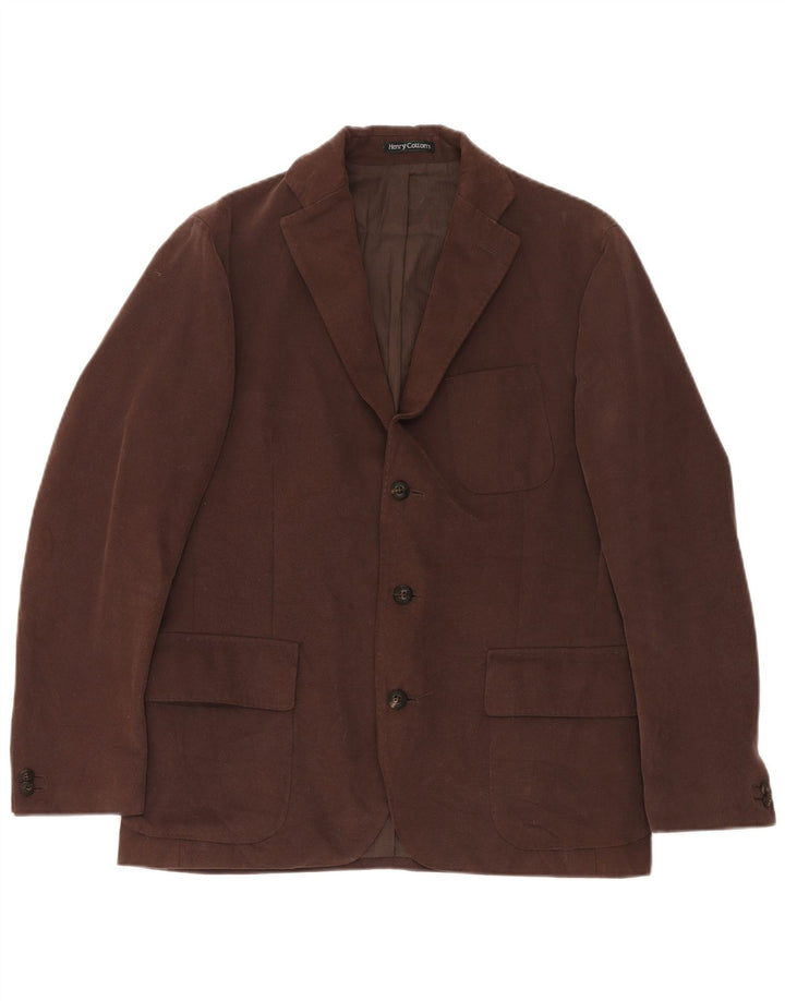 Henry Cottons Herren-Blazer mit 3 Knöpfen, IT 48, mittelbraune Baumwolle