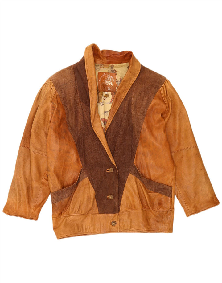 Vintage Damen Übergroße Jacke UK 16 Großer brauner Tierdruck