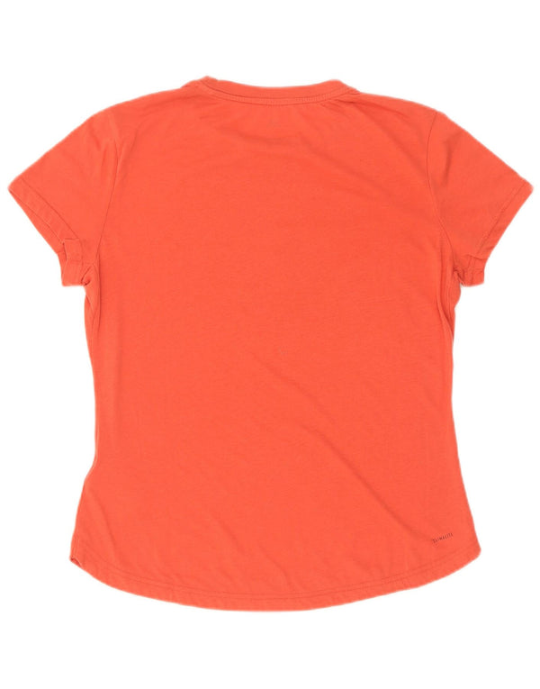 Adidas Damen Climalite Graphic T-Shirt Top UK 16/18 Large Orange Polyester