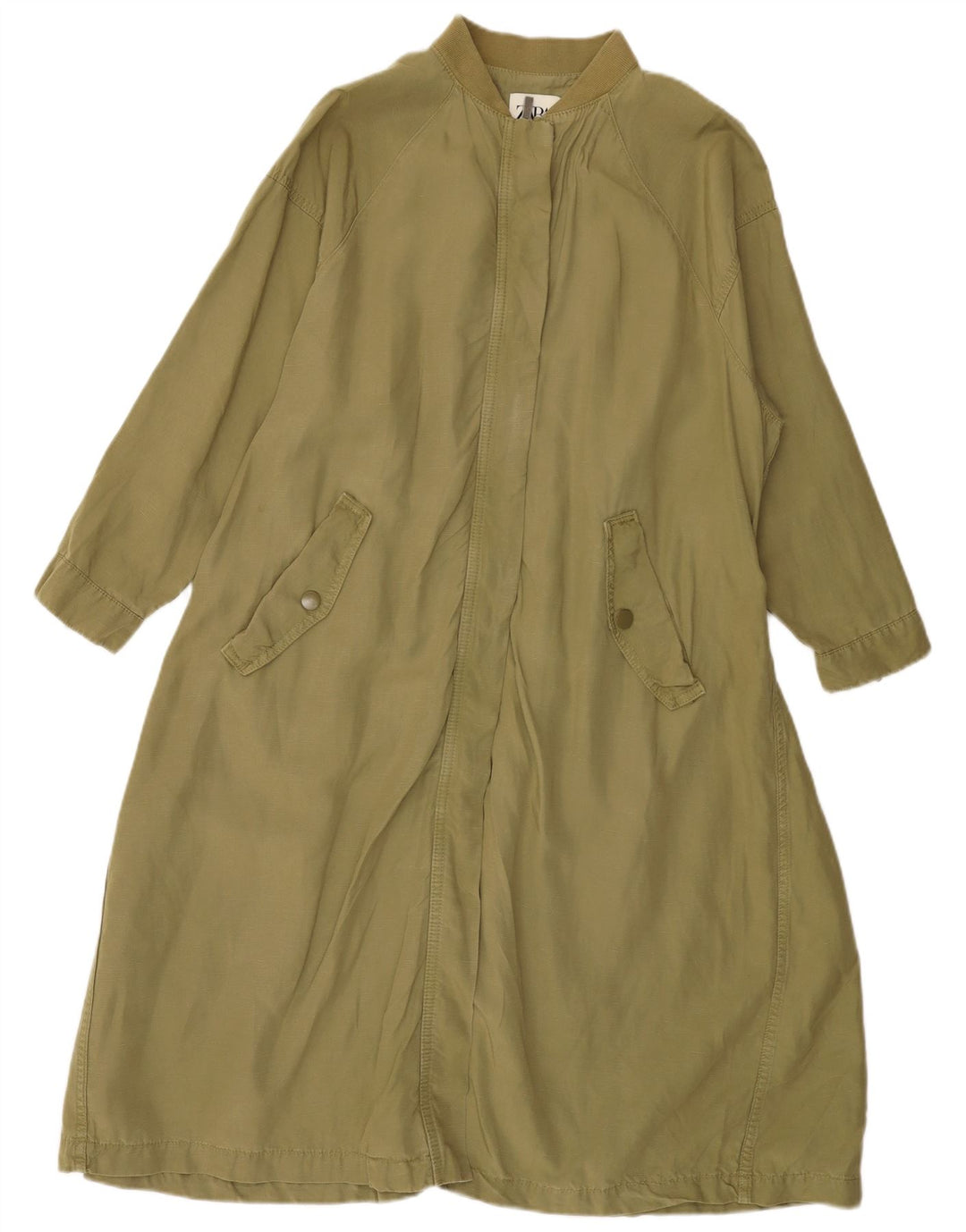 Zara Damen Übergroßer Mantel UK 14 Medium Khaki Lyocell