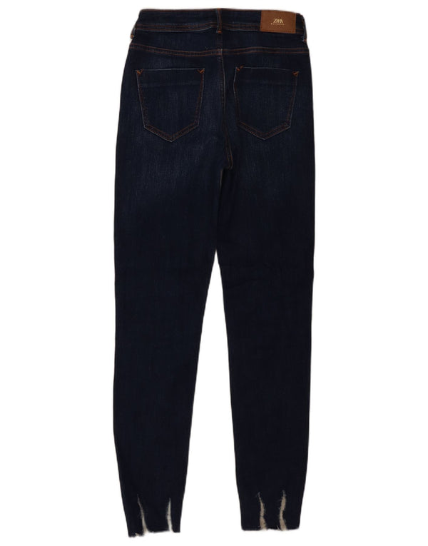 Zara Damen Skinny Jeans EU 34 2XS W24 L28 Marineblau Baumwolle