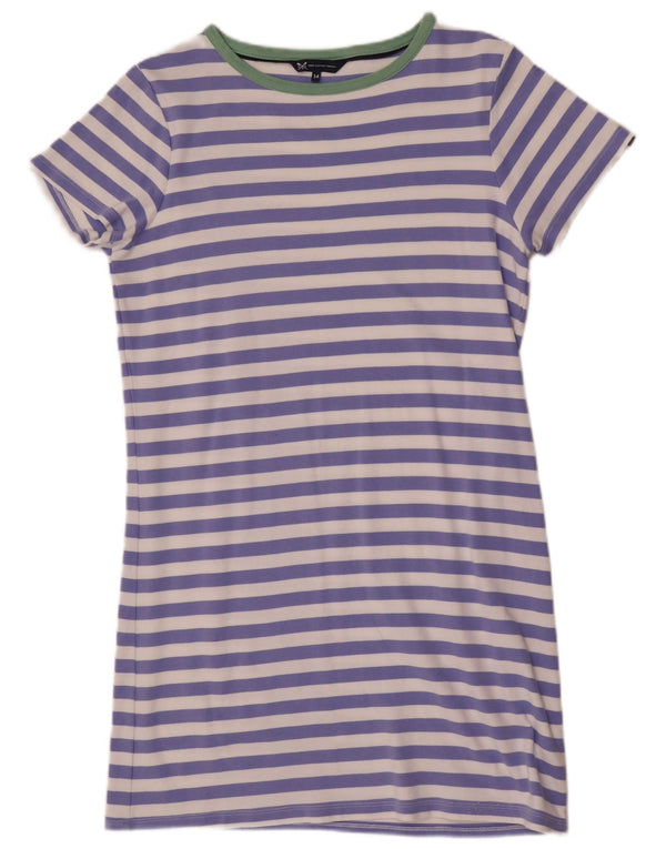 Crew Clothing Damen T-Shirt-Kleid UK 14 Mittelblau gestreift aus Baumwolle