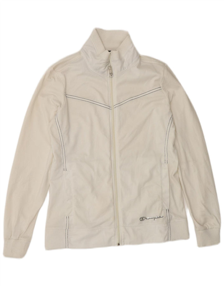CHAMPION Womens Heritage Fit Tracksuit Top Jacket UK 10 Small White