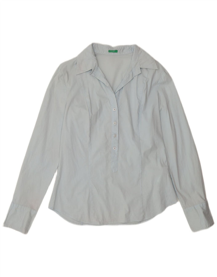 Benetton Damen-Pullover-Hemd, UK-Größe 44, Größe L, aus blauer Baumwolle