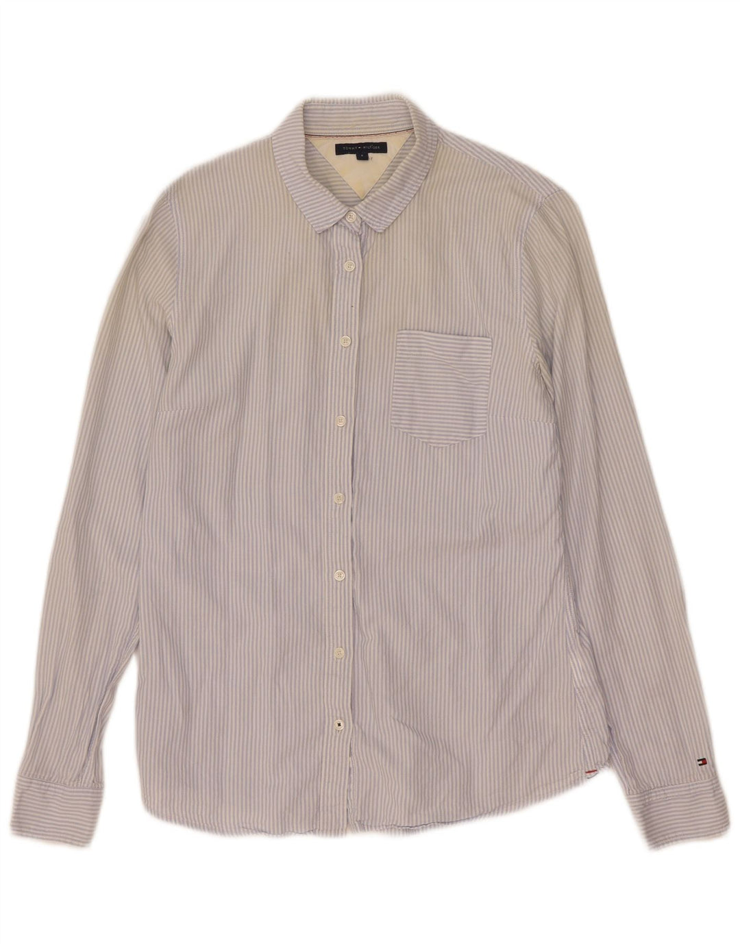 Tommy Hilfiger Damenhemd US 6 Mittelblaue Nadelstreifen-Baumwolle