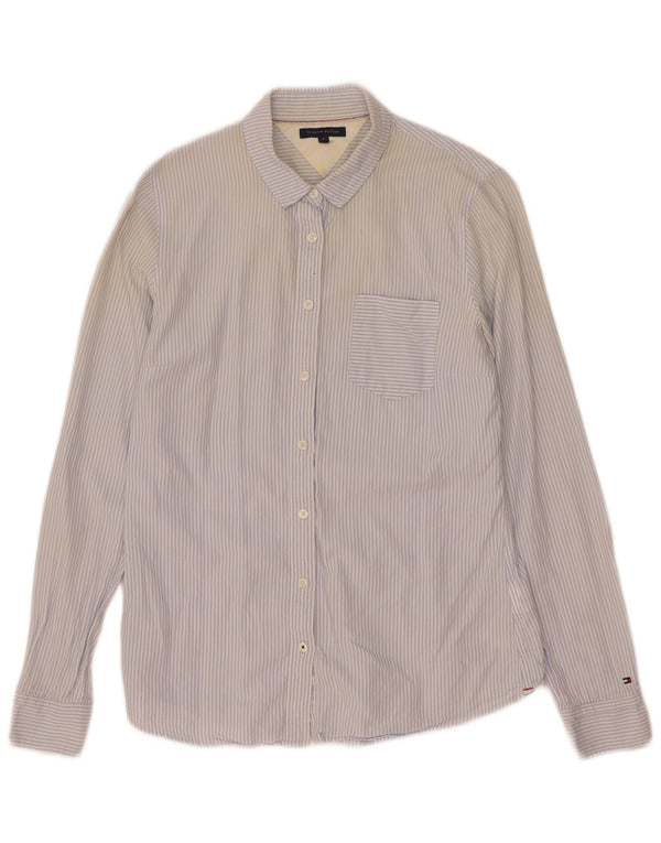Tommy Hilfiger Damenhemd US 6 Mittelblaue Nadelstreifen-Baumwolle