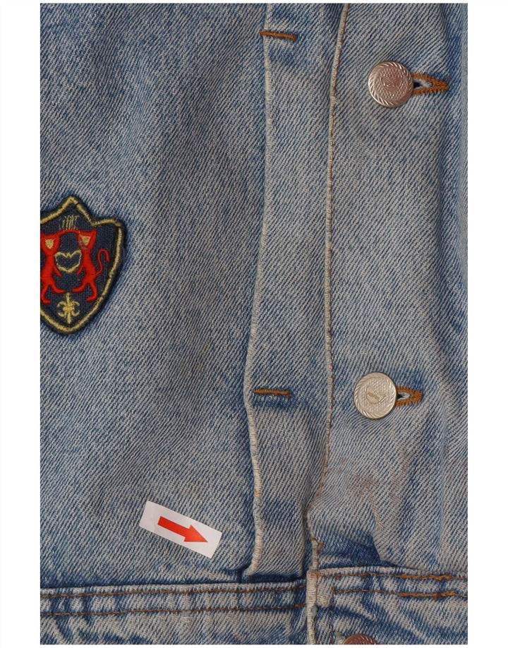 POP 84 Herren Denim Sherpa Jacke UK 38 Mittelblau