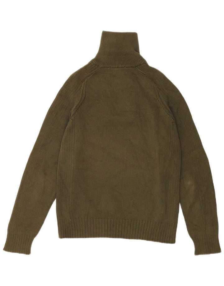 Zara Herren-Pullover mit Reißverschluss am Hals, mittelgrüne Baumwolle