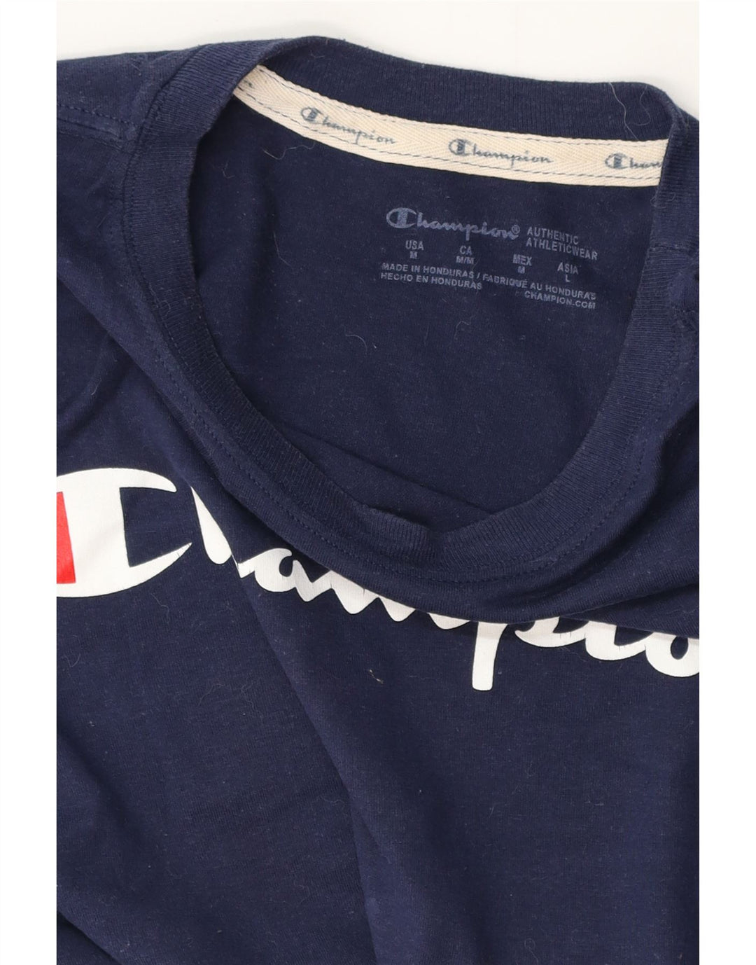 CHAMPION Damen Grafik-T-Shirt-Oberteil UK 12 Medium Marineblau