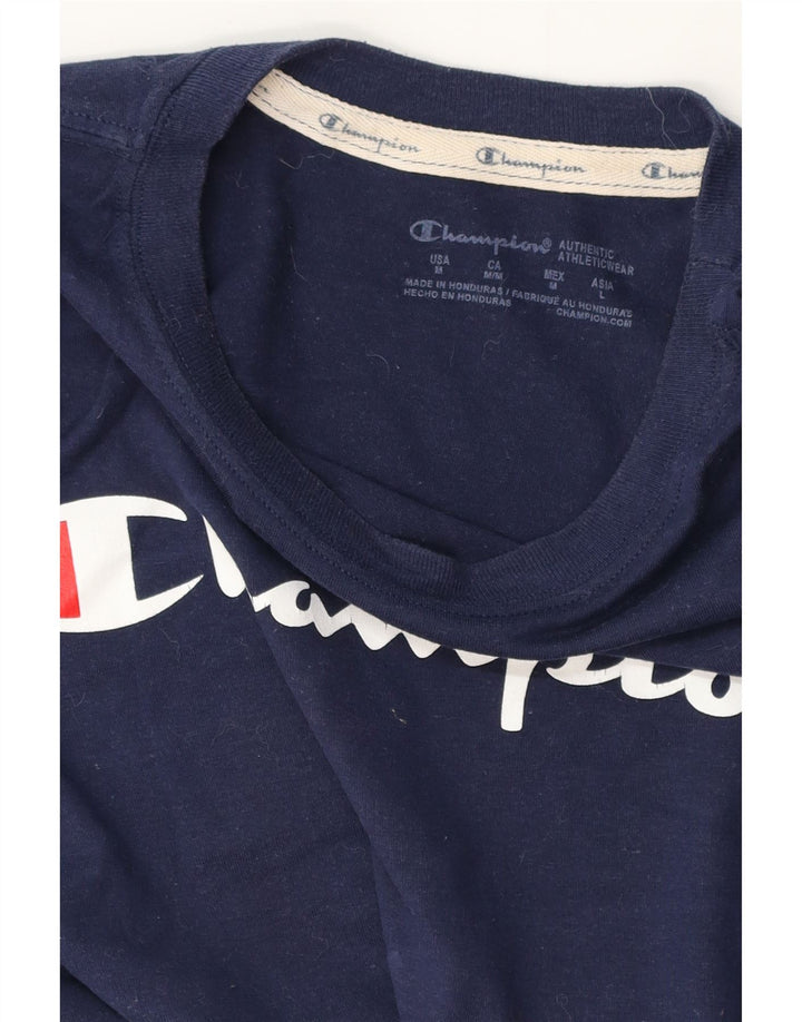 CHAMPION Damen Grafik-T-Shirt-Oberteil UK 12 Medium Marineblau