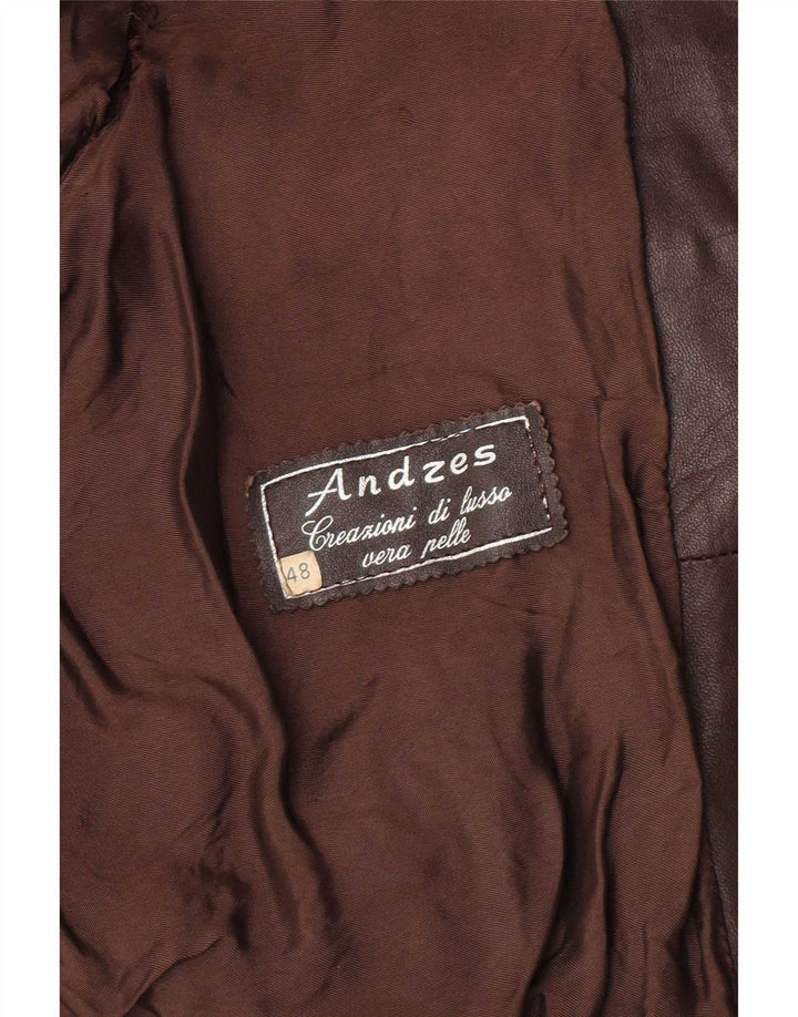 Vintage Herren Bomber Lederjacke IT 48 Mittelbraunes Leder